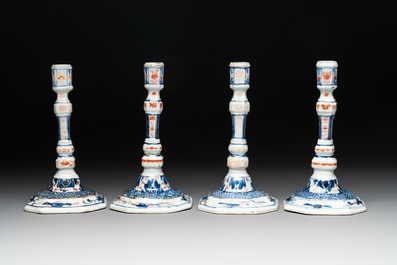 A set of four Chinese Imari-style candlesticks, 18th C.