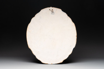 A fine polychrome Dutch Delft kakiemon-style plaque, 18th C.