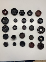 A large collection of 91 Chinese wooden stands, 19/20th C.