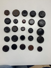 A large collection of 91 Chinese wooden stands, 19/20th C.