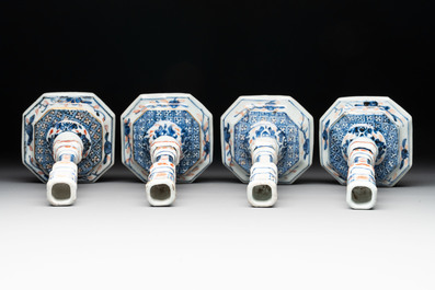 A set of four Chinese Imari-style candlesticks, 18th C.