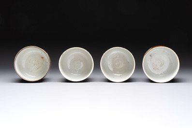 Seven Chinese famille rose capucin-brown-ground covered bowls, Qianlong