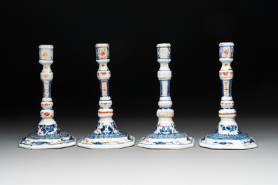 A set of four Chinese Imari-style candlesticks, 18th C.