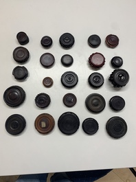 A large collection of 91 Chinese wooden stands, 19/20th C.