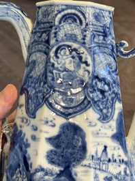 A rare Chinese blue and white 'Europa and the bull' coffeepot and cover, Kangxi