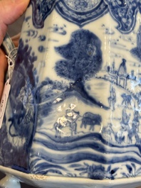A rare Chinese blue and white 'Europa and the bull' coffeepot and cover, Kangxi
