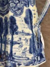 A rare Chinese blue and white 'Europa and the bull' coffeepot and cover, Kangxi