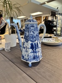 A rare Chinese blue and white 'Europa and the bull' coffeepot and cover, Kangxi