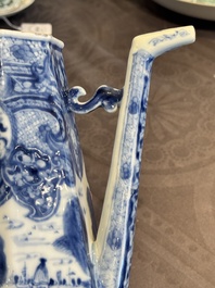 A rare Chinese blue and white 'Europa and the bull' coffeepot and cover, Kangxi