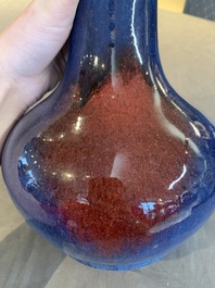 A Chinese flamb&eacute;-glazed bottle vase, 19th C.
