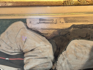 Jean Bouchaud (1891-1977): 'Abbot Monk Liao Ran 了然 of Qiongzhu Temple 筇竹寺', signed and dated 1925