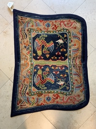 Two Tibetan saddle rugs with dragons and phoenixes, 19th C.