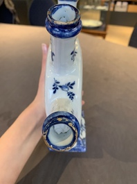 A fine and unusual blue and white Dutch Delft tulip vase, 18th C.