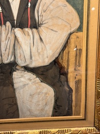 Jean Bouchaud (1891-1977): 'Abbot Monk Liao Ran 了然 of Qiongzhu Temple 筇竹寺', signed and dated 1925