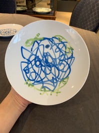 Zao Wou Ki (1920-2013): A set of four porcelain plates for Bernardaud Limoges, in the original box, dated 2018