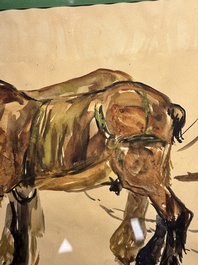 Sadji or Sha Qi (Sha Yinnian 1914-2005): 'Horses', watercolour on paper, signed