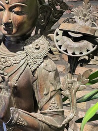 A very large Nepalese bronze sculpture of Manjusri, 19/20th C.
