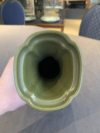 A Chinese teadust-glazed 'hu' vase with 'taotie' design, 19/20th C.