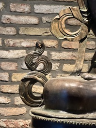 A very large Nepalese bronze sculpture of Manjusri, 19/20th C.