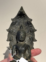 A Khmer bronze figure of Buddha Mucilinda, Angkor period, 12/13th C.