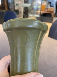 A Chinese teadust-glazed 'hu' vase with 'taotie' design, 19/20th C.