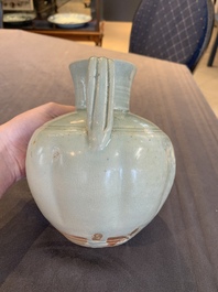A pale celadon-glazed vase, a jar and a ewer, Asia, 19th C and later