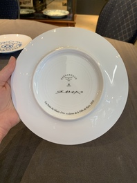 Zao Wou Ki (1920-2013): A set of four porcelain plates for Bernardaud Limoges, in the original box, dated 2018