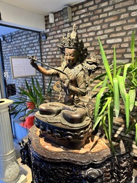 A very large Nepalese bronze sculpture of Manjusri, 19/20th C.