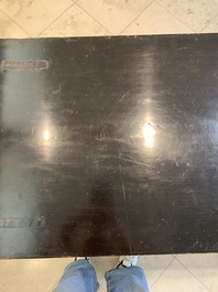 A massive Chinese red-and-black-lacquered altar table, 'qiaotouan', Qing