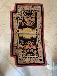Two Tibetan saddle rugs with dragons and phoenixes, 19th C.