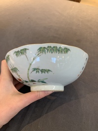 Two Chinese famille rose 'bamboo' and 'bitter gourd' bowls, Tongzhi mark and of the period