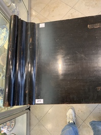 A massive Chinese red-and-black-lacquered altar table, 'qiaotouan', Qing