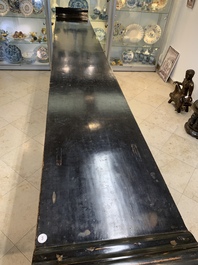 A massive Chinese red-and-black-lacquered altar table, 'qiaotouan', Qing