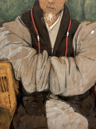 Jean Bouchaud (1891-1977): 'Abbot Monk Liao Ran 了然 of Qiongzhu Temple 筇竹寺', signed and dated 1925