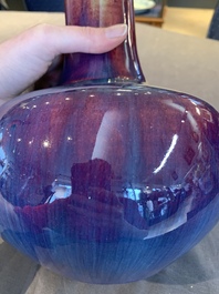 A Chinese flamb&eacute;-glazed bottle vase, 19th C.