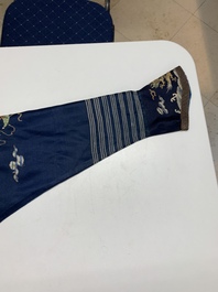 A Chinese gold-thread-embroidered blue-ground silk 'dragon' robe, 18/19th C.
