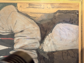 Jean Bouchaud (1891-1977): 'Abbot Monk Liao Ran 了然 of Qiongzhu Temple 筇竹寺', signed and dated 1925