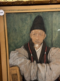 Jean Bouchaud (1891-1977): 'Abbot Monk Liao Ran 了然 of Qiongzhu Temple 筇竹寺', signed and dated 1925