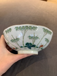 Two Chinese famille rose 'bamboo' and 'bitter gourd' bowls, Tongzhi mark and of the period