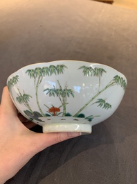 Two Chinese famille rose 'bamboo' and 'bitter gourd' bowls, Tongzhi mark and of the period