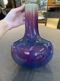A Chinese flamb&eacute;-glazed bottle vase, 19th C.