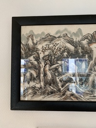 Huang Jusu 黃居素 (1897-1986): 'Mountainous landscape' and Chinese school: 'Pagoda', ink and colour on paper, dated 1969