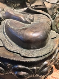 A very large Nepalese bronze sculpture of Manjusri, 19/20th C.