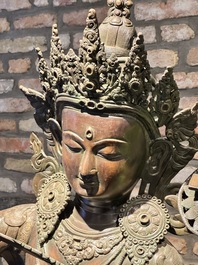 A very large Nepalese bronze sculpture of Manjusri, 19/20th C.