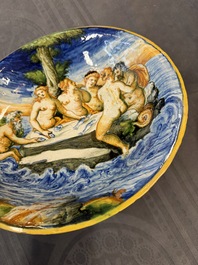 A fine Italian maiolica 'Banquet of Maritime Gods' dish, workshop of Domenico da Venezia, 3rd quarter 16th C.