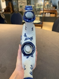 A fine and unusual blue and white Dutch Delft tulip vase, 18th C.