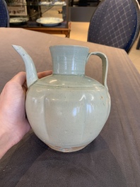 A pale celadon-glazed vase, a jar and a ewer, Asia, 19th C and later