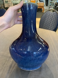 A Chinese flamb&eacute;-glazed bottle vase, 19th C.