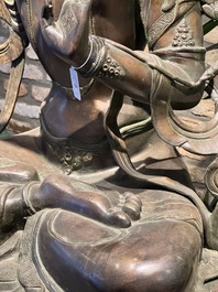 A very large Nepalese bronze sculpture of Manjusri, 19/20th C.