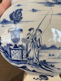A fine and unusual blue and white Dutch Delft tulip vase, 18th C.